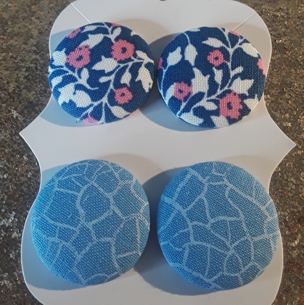 Fabric Button Earrings